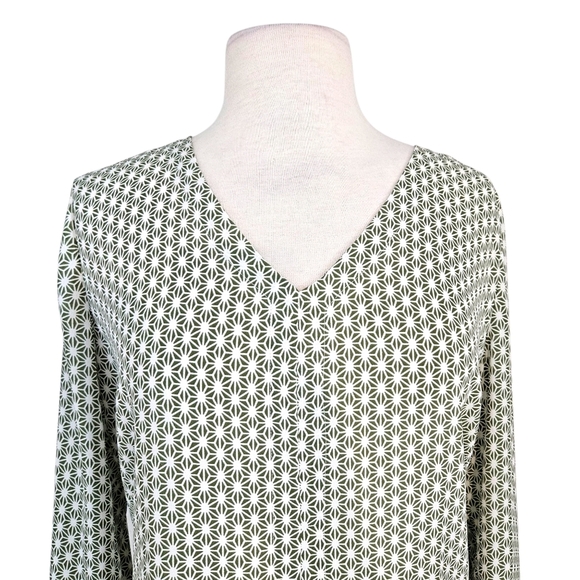 Loft Sage Green Starburst Grometric Print Blouse - Picture 2 of 6